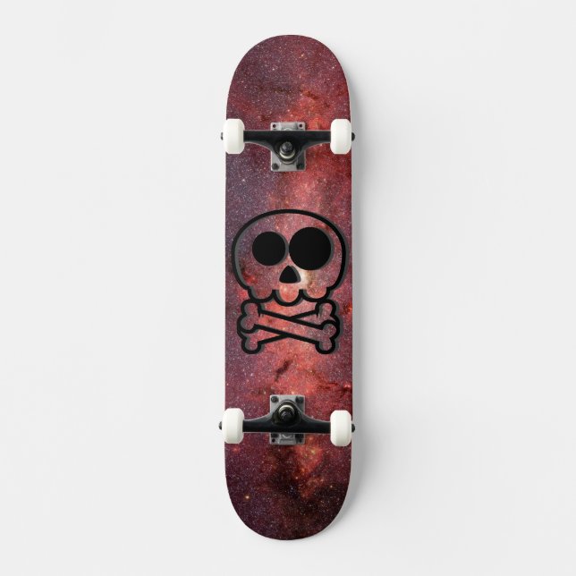 NY - Galaxy Tecknad Dödskalle Mini Skateboard Bräda 18,5 Cm (Framsida)