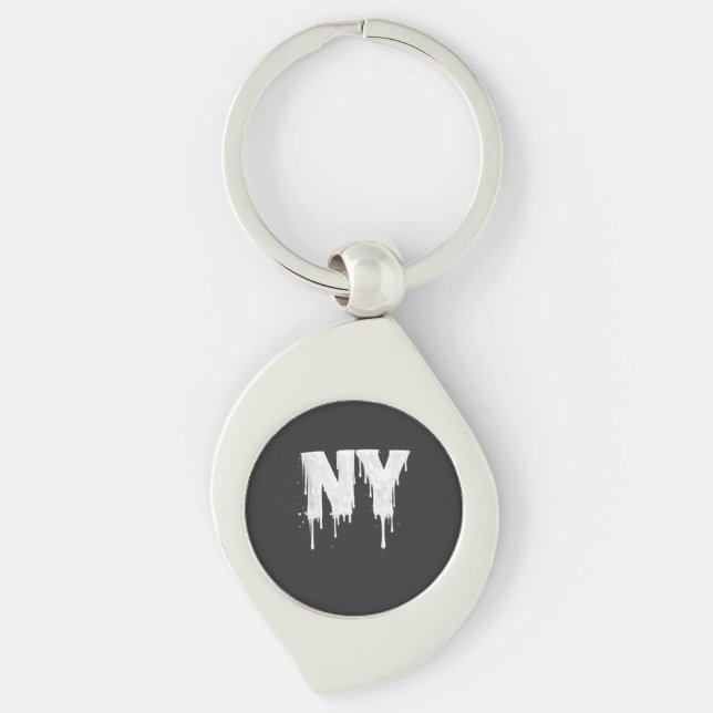 NY-gatukänsla Swirl Silverfärgad Nyckelring (Framsidan)
