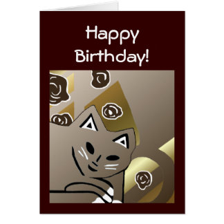 Ny gåva för kort för födelsedag för kakaokattkonst