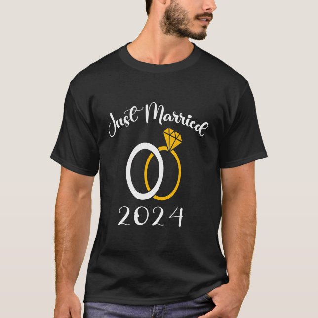 Ny gifta 2024 Bröllop-Ringar Matchande par Ne T Shirt (Framsida)
