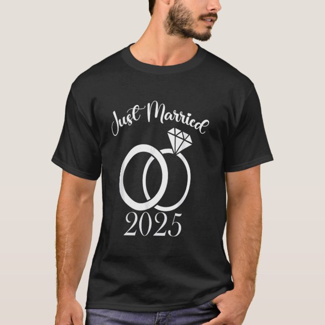 Ny gifta 2025 Bröllop-Ringar matchande par Ne T Shirt (Framsida)