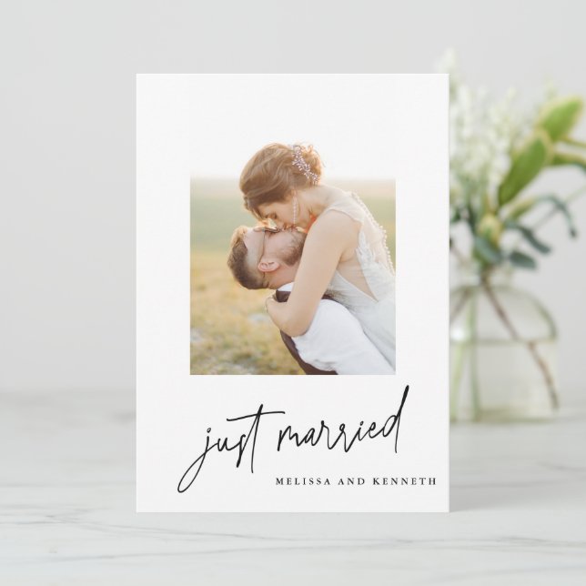 Ny gifta 2-Photo Bröllop Elopement Meddelande (Stående Fram)