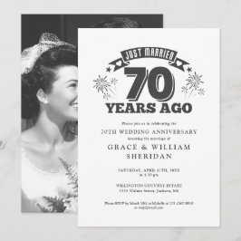 Ny gifta 70:e Bröllop-årsdagen Foto Inbjudningar