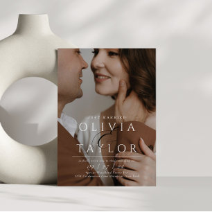 Ny gifta Ampersand Intertwed 2 Photo Bröllop Inbjudningar