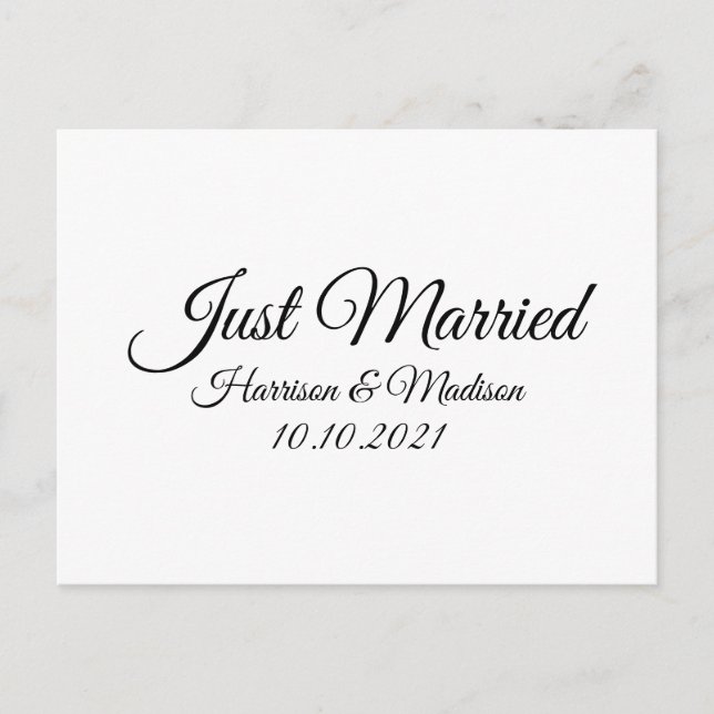 Ny gifta, anpassa svart text vit vykort (Framsida)