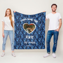 Ny gifta Anpassningsbar Photo & Namn Fleece Blanke