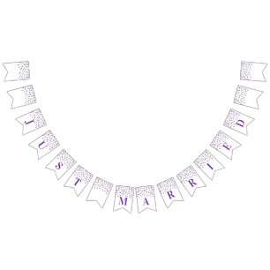 Ny gifta Banner Lila Silver Confetti Vimplar