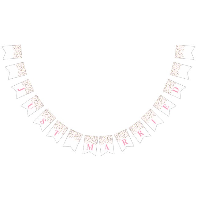 Ny gifta Banner Rosa Guld Confetti Vimplar (Alla)