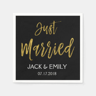 Ny gifta Black and Gold Foil Napkins Pappersservett