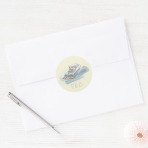 Ny gifta Boat Beach Wedding Sticker Runt Klistermärke