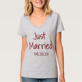 Ny gifta Bride Football Jersey Grått och Red Tee Shirt