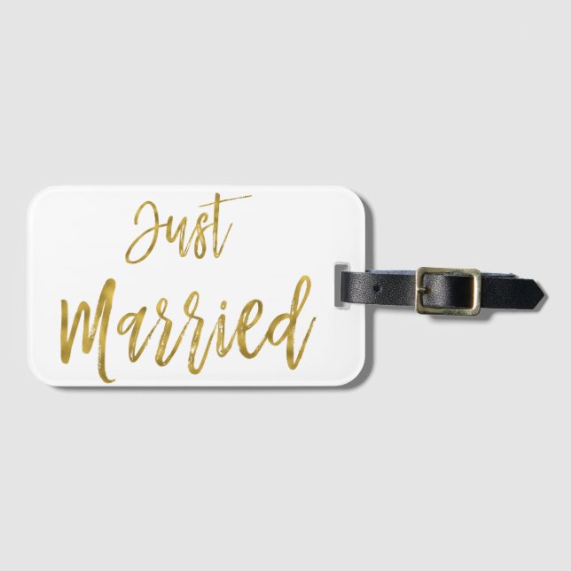 Ny gifta Bride Gold Foil Luggage Bag Märkre Bagagebricka (Framsida horisontal)