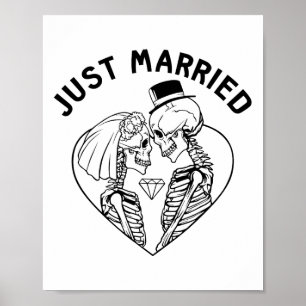 Ny gifta Bride Groom Skeleton lite Halloween Poster