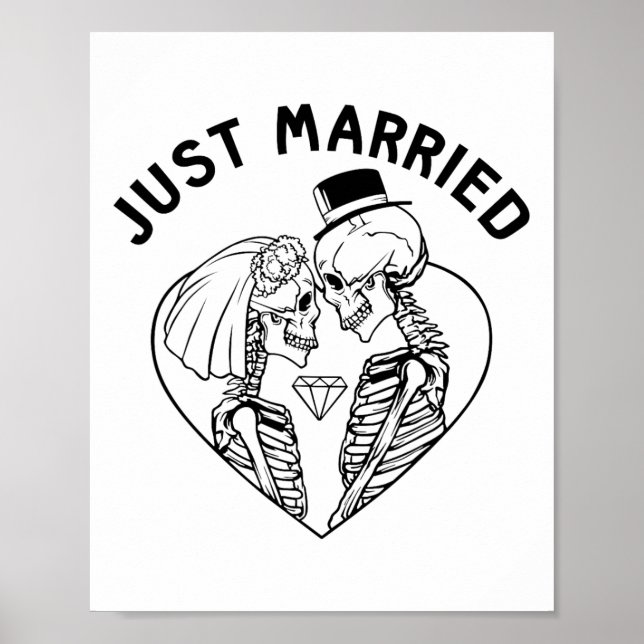 Ny gifta Bride Groom Skeleton lite Halloween Poster (Framsidan)