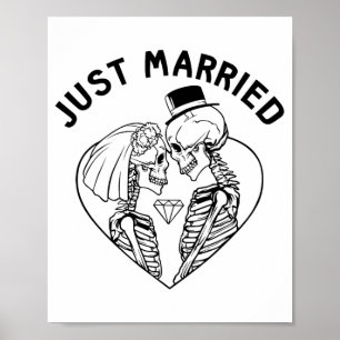 Ny gifta Bride Groom Skeleton lite Halloween Poster