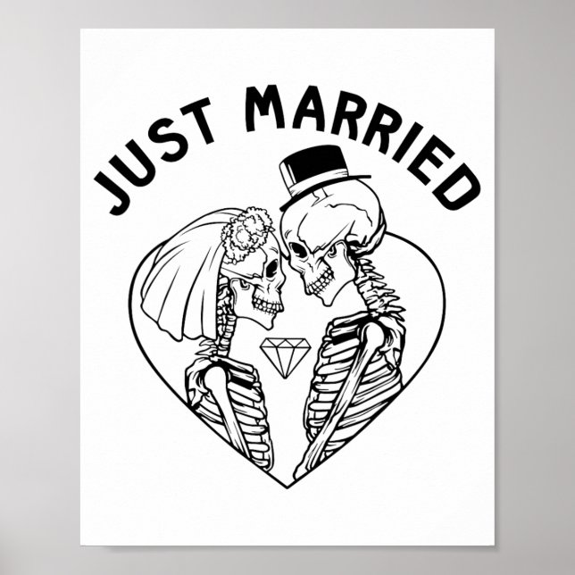 Ny gifta Bride Groom Skeleton lite Halloween Poster (Framsidan)