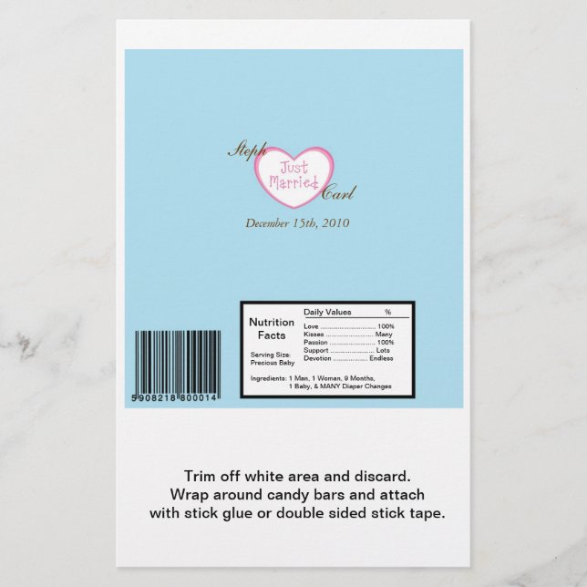 Ny gifta Car Bröllop Large Candy Pub Wrap Flygblad (Framsidan)