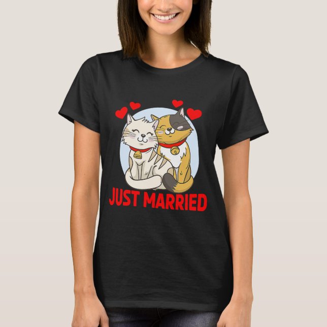Ny gifta Cat Bride Groom Bröllop T Shirt (Framsida)