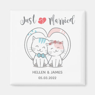 Ny gifta Cat Bröllop Magnet