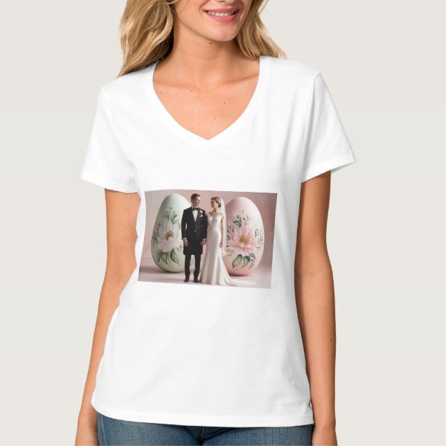 Ny gifta - Cute Bride and Groom T Shirt (Framsida)