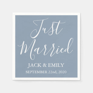Ny gifta Dusty Blue och White Napkins Pappersservett