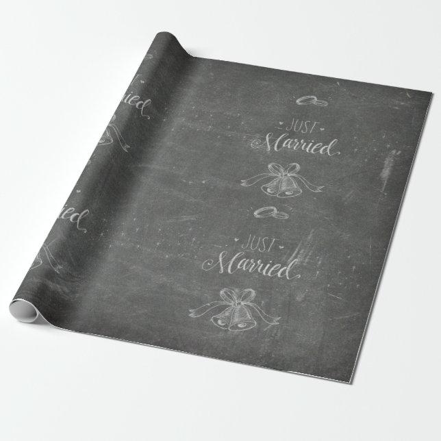 Ny gifta Dusty Chalkboard Bröllop Klockor Ringar Presentpapper (Utrullad)
