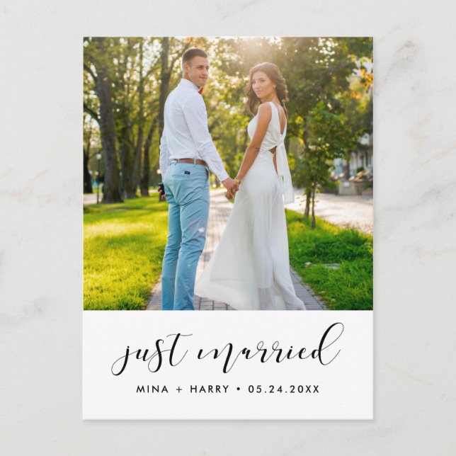 Ny gifta Elegant-meddelandefoto Vykort (Framsida)
