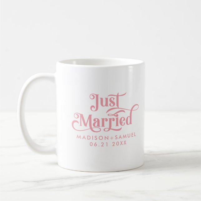 Ny gifta Elegant Rosa Typografi Kaffemugg (Vänster)