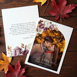 ny gifta Fall Wedding Photo annoncement Inbjudningar