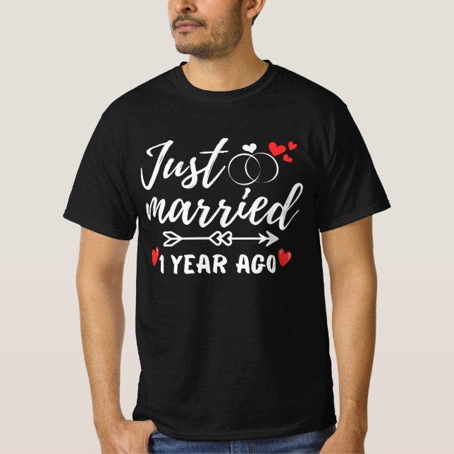 Ny gifta för 1 år sedan, 1:a Bröllop-årsdagen T Shirt (Framsida)