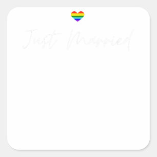 Ny gifta Gay Bröllop HGBTQ Lesbisk Bride Gay Fyrkantigt Klistermärke