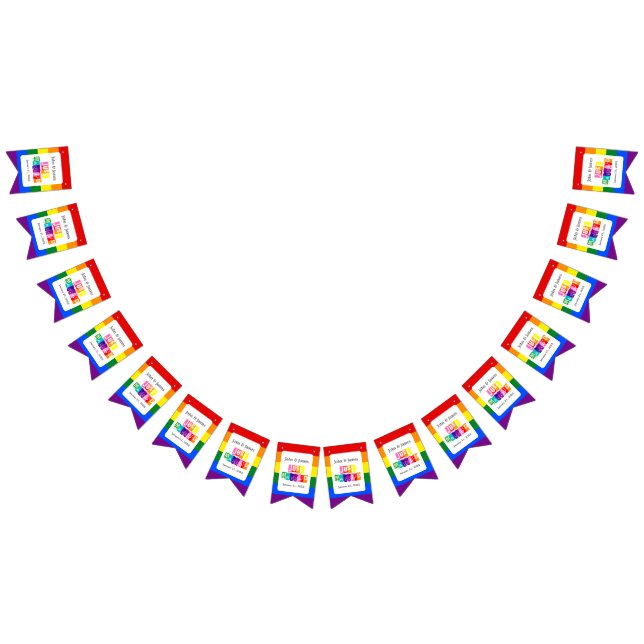 Ny gifta Gay Bröllopsfest Pride Rainbow LGBTQ Vimplar (Alla)