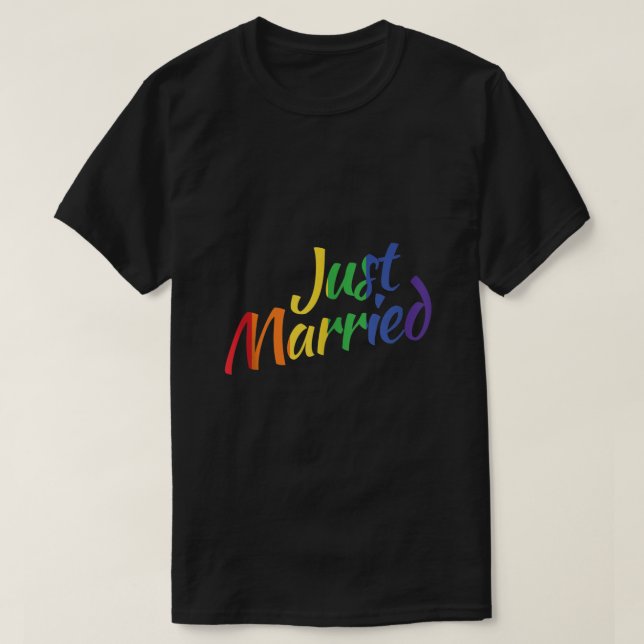 Ny gifta Gay Lesbisk LGBT Bröllop Rainbow LGBT T Shirt (Design framsida)
