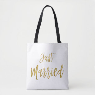 Ny gifta Gold Foil Bride Beach Bag Tygkasse