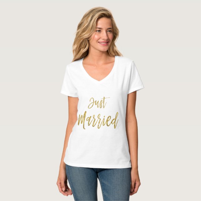 Ny gifta Gold Foil Typography Shirt Tee (Hel framsida)