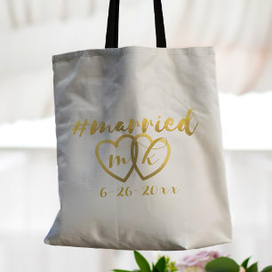 Ny gifta Guld Heart Monogram Bröllop Tygkasse