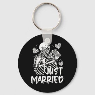 Ny gifta Halloween Skeleton Bride and Groom we Nyckelring