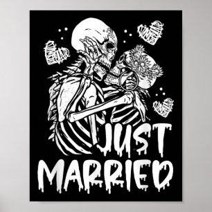 Ny gifta Halloween Skeleton Bride and Groom we Poster