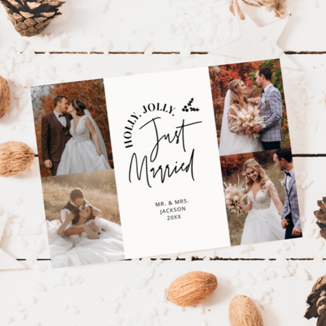 Ny gifta Helgdag Nylyved Photo White Julkort (Skapare uppladdad)