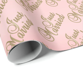 Ny gifta i Guld Skriptteckensnitt på Rosa - Bröllo Presentpapper