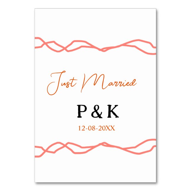 Ny gifta lägg till ett par namn- datum bordsnummer (Framsidan)