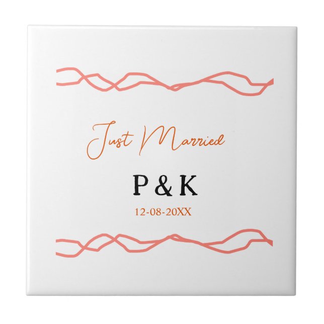 Ny gifta lägg till ett par namn- datum kakelplatta (Framsidan)