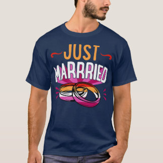 Ny gifta, Lesbisk, Bröllop, kungörelse Gay statsku T Shirt