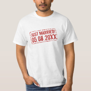 Ny gifta lustig skjorta med bröllop date frimärke t shirt