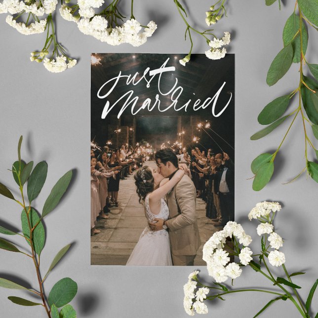 Ny gifta Photo Bröllop Tack Vykort (Just Married Photo Wedding Thank You Postcard)