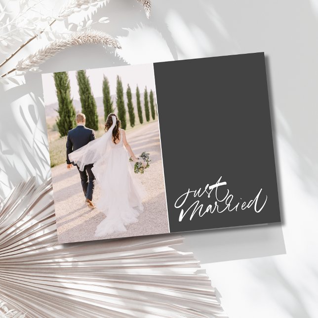 Ny gifta Photo Bröllop Tack Vykort (Just Married Photo Wedding Thank You Postcard)