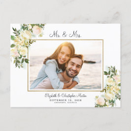 Ny gifta Photo Elopement Blommigt Elegant Ro Inbjudan Vykort