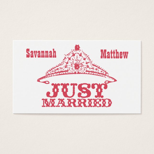 Ny gifta Princess Bride Tiara Bröllop Visitkort (Framsidan)