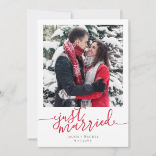 Ny gifta Red Script Photo jul Bröllop Meddelande
