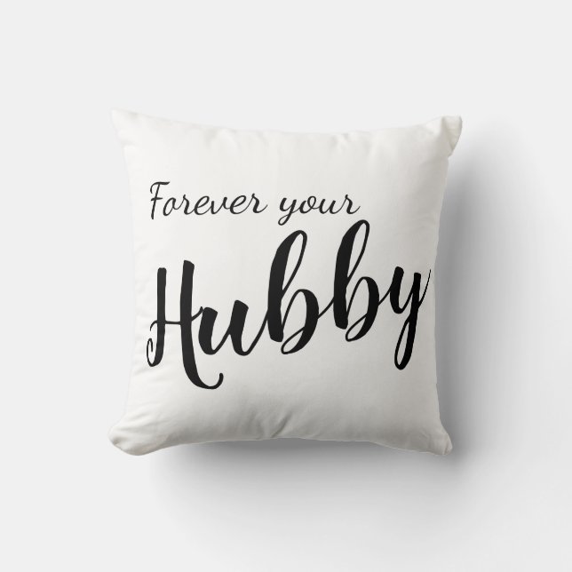 Ny gifta Roligt Elegant "Forever Your Hubby" Kudde (Framsida)